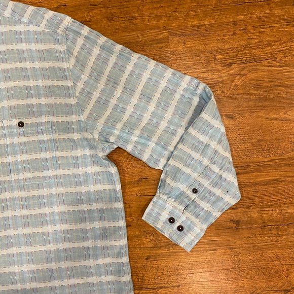 Carbon 2 Cobalt Sea Change Chambray Textured Patchwork Button Up Shirt Men's 2XL - Picture 6 of 11